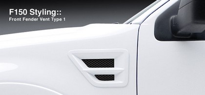 3D Carbon Front Fender Vent with Grille, Pair, TYPE I with Horizontal Cross Bar