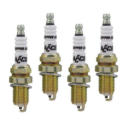 Accel U-Groove Spark Plug (Resistor-Shorty Plug For Headers - Champion RC8/RC9/RC10 Heat Ranges)(4 Pack)