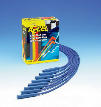 Accel Adjustable Length Fit Super Stock 8mm Copper Spark Plug Wire Set - Blue With Straight Boots