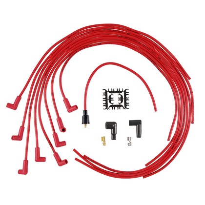 Accel Adjustable Length Fit Super Stock 8mm Suppression Spark Plug Wire Set - Red With 90 Deg. Boots