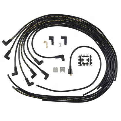 Accel Adjustable Length Fit Super Stock 8mm Spiral Spark Plug Wire Set - Black With 90 Deg. Boots