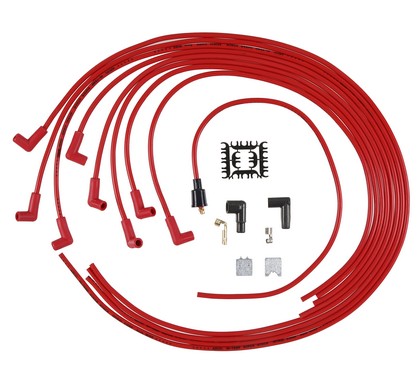 Accel Adjustable Length Fit Super Stock 8mm Spiral Spark Plug Wire Set - Red With 90 Deg. Boots