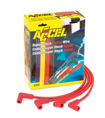 Accel Custom Fixed Length Fit Super Stock Spiral Spark Plug Wire Set - Red 8mm