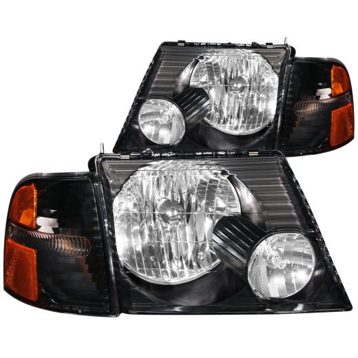 Anzo Crystal Headlights - Black With Corner Lights - 2 - Piece