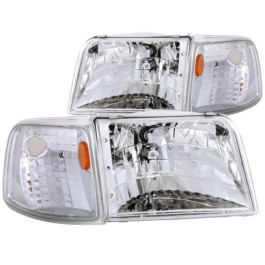 Anzo Crystal Headlights - Chrome With Corner Lights - 2 - Piece