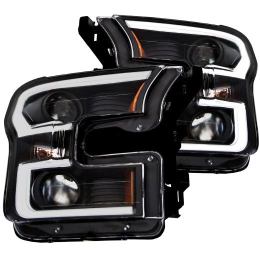 Anzo Projector Headlights - With Plank Style Design Black With Amber