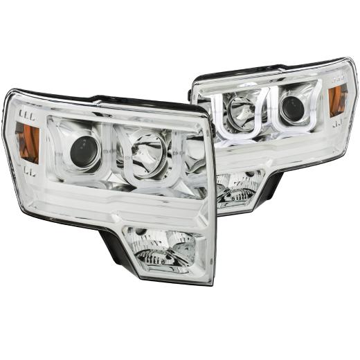 Anzo Projector Headlights - With U-Bar Chrome Amber (HID TYPE) (WITHOUT HID KIT)