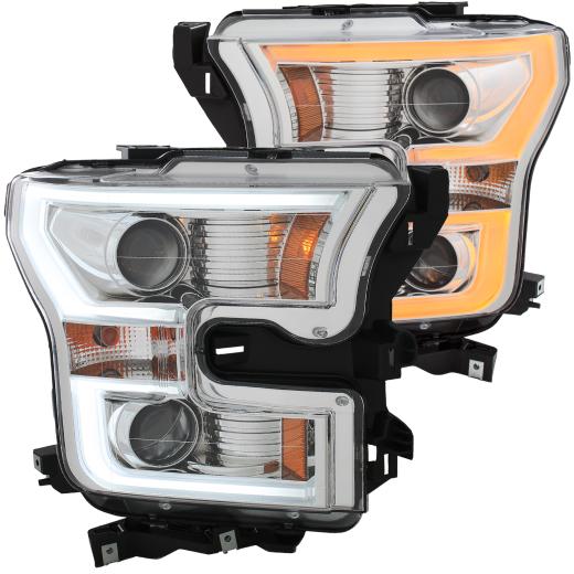 Anzo Projector Headlights - With Plank Style Switchback Chrome With Amber