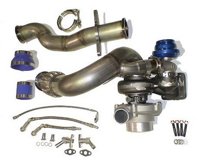 ATP's GT3040R Polished Turbo Upgrade Kit - Black Tial 44mm Wastegate / Red Silicone Connectors