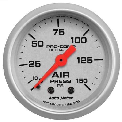 Auto Meter Gauges - Ultra-Lite Series Mechanical Gauge  (Air Pressure: 0-150 PSI)