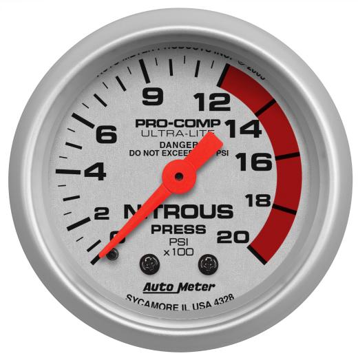 Auto Meter Gauges - Ultra-Lite Series Mechanical Gauge (Nitrous Pressure: 0-1600 PSI)