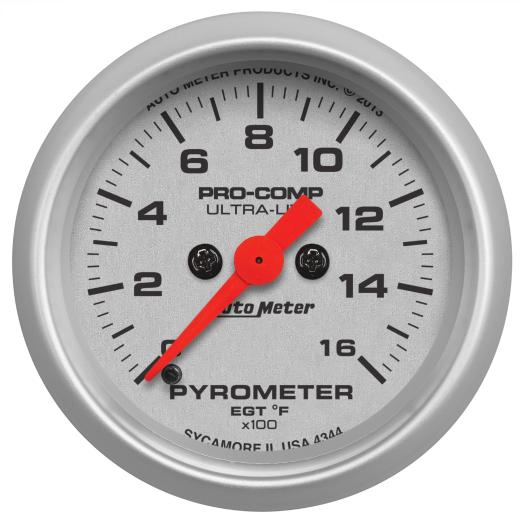 Auto Meter Gauges - Ultra-Lite Series Electric Gauge (Full-sweep Pyrometer: 0-1600 degrees F)