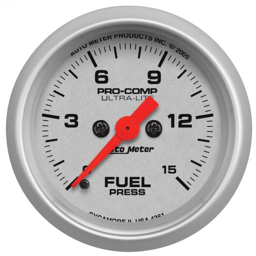 Auto Meter Gauges - Ultra-Lite Series Electric Gauge (Full-sweep Fuel Pressure: 0-15 PSI)