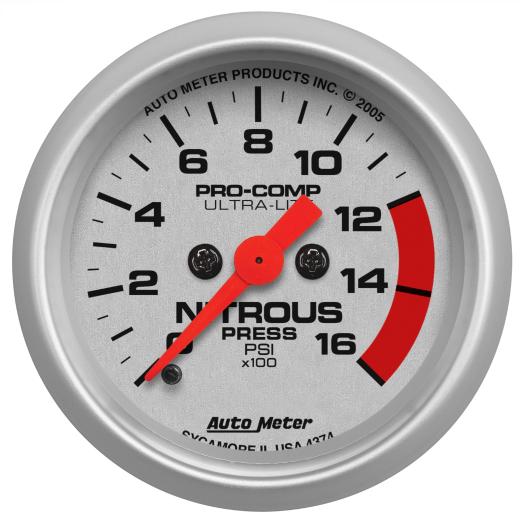 Auto Meter Gauges - Ultra-Lite Series Electric Gauge (Nitrous Pressure: 0-1600 PSI)