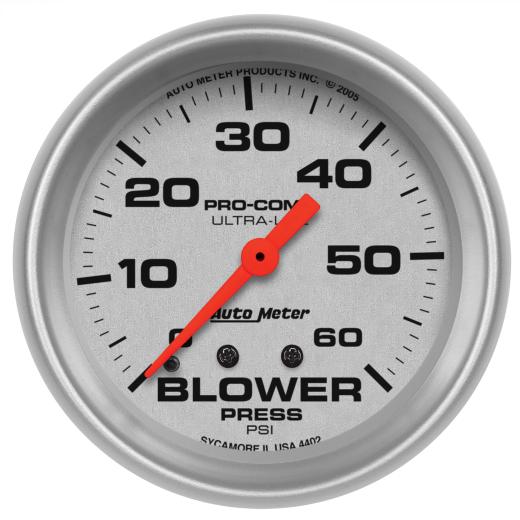 Auto Meter Gauges - Ultra-Lite Series Mechanical Blower Pressure Gauge  (0-60 PSI)