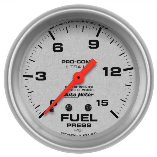 Auto Meter Gauges - Ultra-Lite Series Mechanical Fuel Pressure Gauge (0-15 PSI)