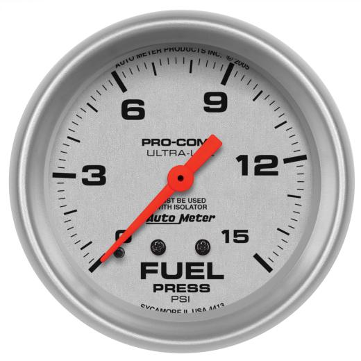 Auto Meter Gauges - Ultra-Lite Series Mechanical Fuel Pressure Gauge (0-15 PSI)