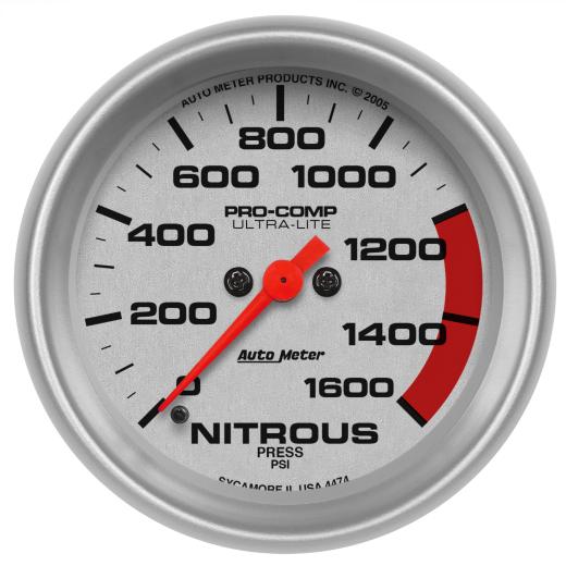 Auto Meter Gauges - Ultra-Lite Series Electric Nitrous Pressure Gauge (0-1600 PSI)