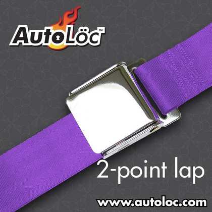 AutoLoc 2 Point Lap Seat Belt w/ Airplane Lift Buckle (Plum)