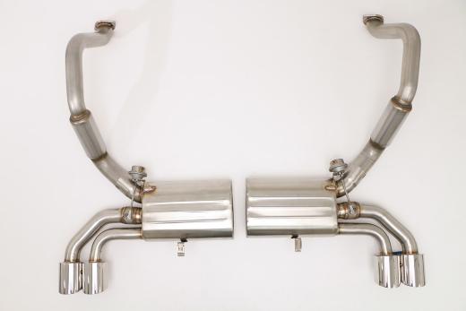 B&B Performance Fusion Exhaust System, Quad Round Double Wall Tips.