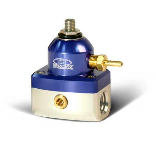 Blox Racing Adjustable 2-Port Design Fuel Pressure Regulator (Blue / Silver)