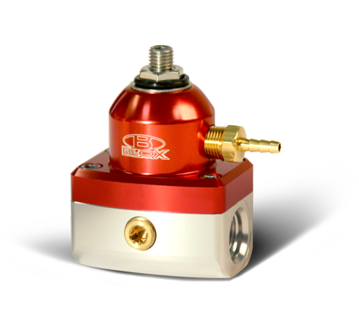 Blox Racing Adjustable 2-Port Design Fuel Pressure Regulator (Red / Silver)