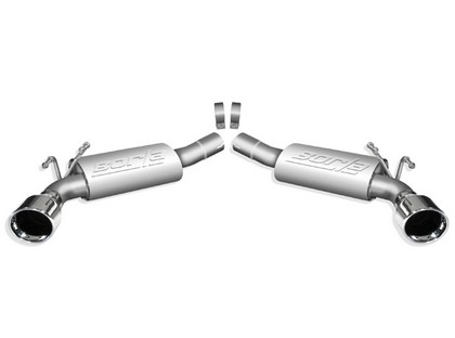 Borla Touring Style Stainless Steel Rear Section, Pipe Diameter 2.5”, Tip Size 4.5” RD x 5.75”, Tip Style Single Rd Rolled Angle Cut Lined Embossed