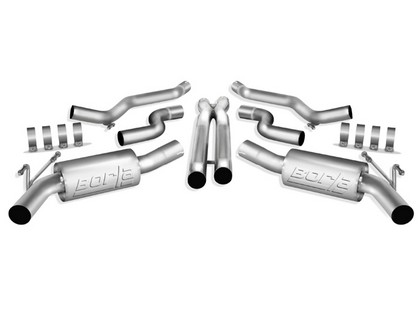 Borla S-Type Stainless Steel Cat-Back Exhaust System w/ X-Pipe w/o Tips for Factory Ground Effects, Pipe Diameter 2.5