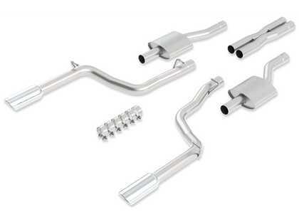 Borla Cat Back Exhaust - Single Split Rear Exit, Single Round Rolled Angle-Cut 