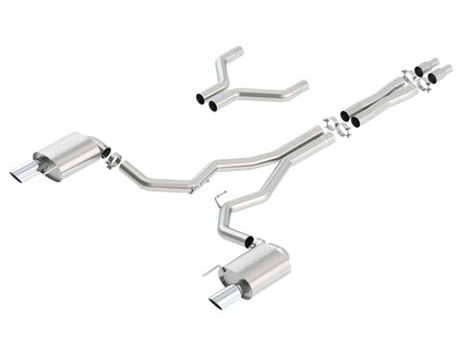 Borla Cat Back Exhaust - S-Type, Single Split Rear Exit, Single Round Rolled Angle-Cut 