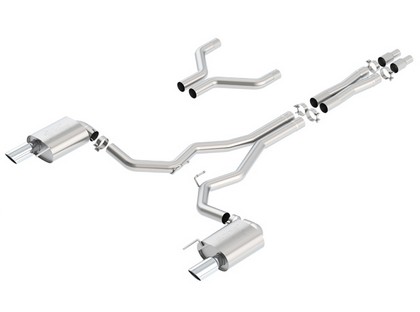 Borla Cat Back Exhaust - Single Split Rear Exit, Single Round Rolled Angle-Cut