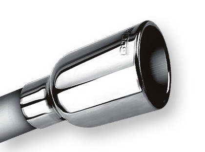 Borla Single Round Rolled Edge Angle Cut Exhaust Tip, Inlet 2.25”, Outlet 3.19” RD, Length 5”