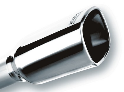 Borla Single Square Rolled Angle Cut Exhaust Tip, Inlet 2.25”, Outlet 3.28” x 3.5” SQ, Length 7.88”