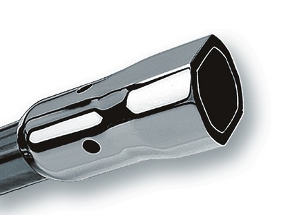 Borla Single Square Angle Cut Phantom Exhaust Tip, Inlet 2.25”, Outlet 3.38” x 3.0” SQ, Length 6.5