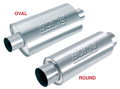 Borla XR-1 Round Stainless Steel Multicore Racing Muffler, Inlet 4”, Outlet 4”, Case Size 16”, Diameter 6.25”