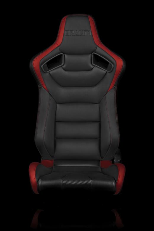 Braum Racing Elite Series Racing Seats - Black - Red Leatherette