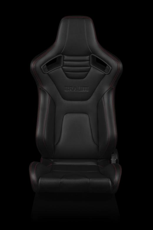 Elite-X Series Sport Seats - Black Leatherette / Carbon Fiber (Red Stitching)