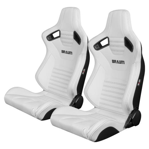 Elite-X Series Sport Seats - White Leatherette / Carbon Fiber (Black Stitching)