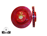 Chrome Brakes Vented Brake Rotor - 258mm Outside Diameter - 4 Lugs (Red)