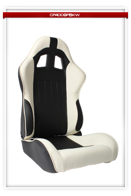 Cipher Racing Seats - Black/White Synthetic Leather