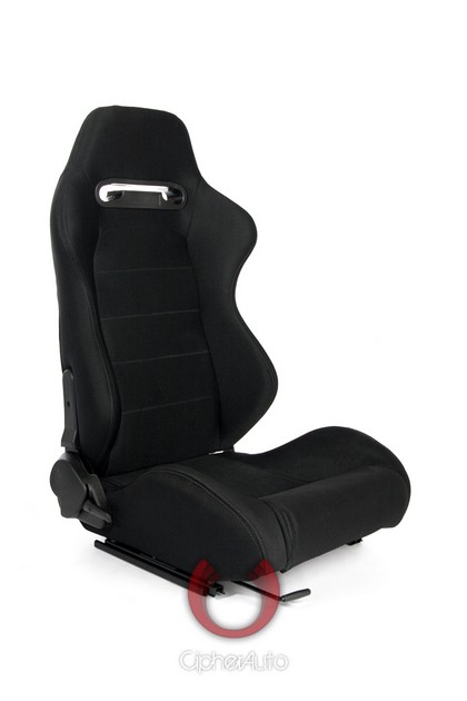 Cipher Racing Seats - Black with Outer Grey Stitching