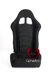 Cipher Racing Seats - Black PVC Vinyl with Grey Stitching