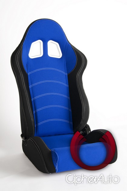 Cipher Racing Seats - Black Cloth with Blue Trim