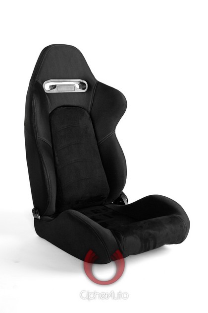 Cipher Racing Seats - Black Cloth with Suede Insert