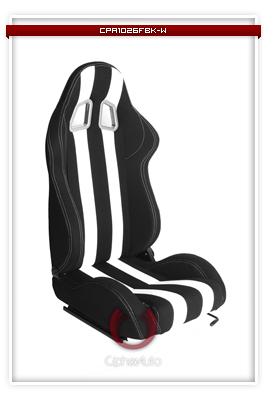 Cipher Racing Seats - Black and White Stripes Synthetic Leather