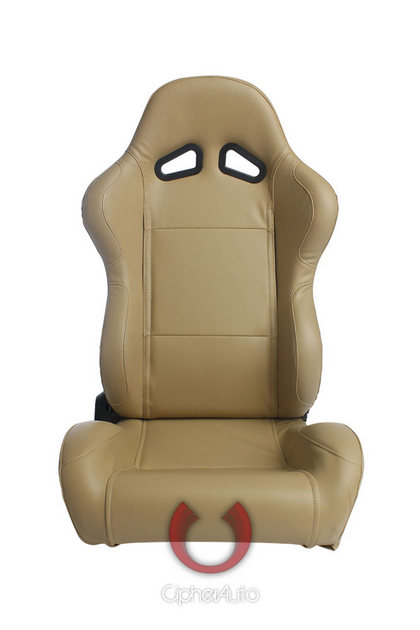 Cipher Auto Racing Seats - Beige Synthetic Leather