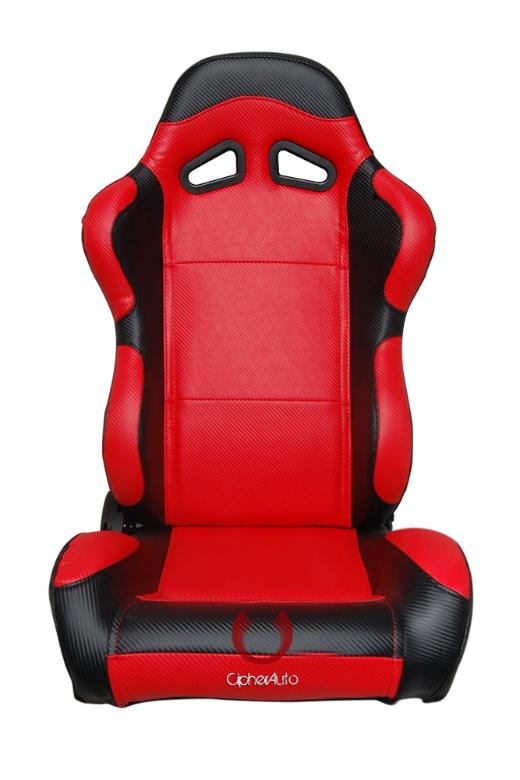 Cipher Full Carbon Fiber PU Cipher Auto Racing Seats in Black and Red â Pair