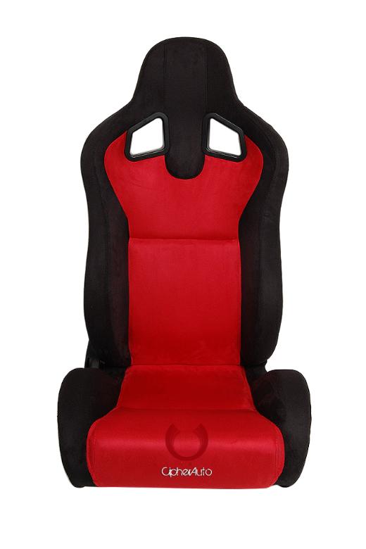 Cipher Full Microsuede Cipher Auto Racing Seats in Black and Red Insert - Pair