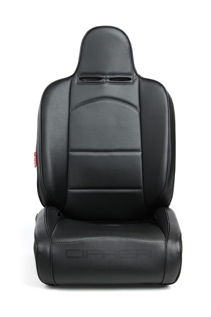 Cipher Auto Reclineable Suspension/Jeep Seats, Black Leatherette/Carbon Fiber PU w/Black Piping