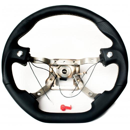 Enhanced Steering Wheel for Mazda Miata NA Leatherette with Silver Stitching